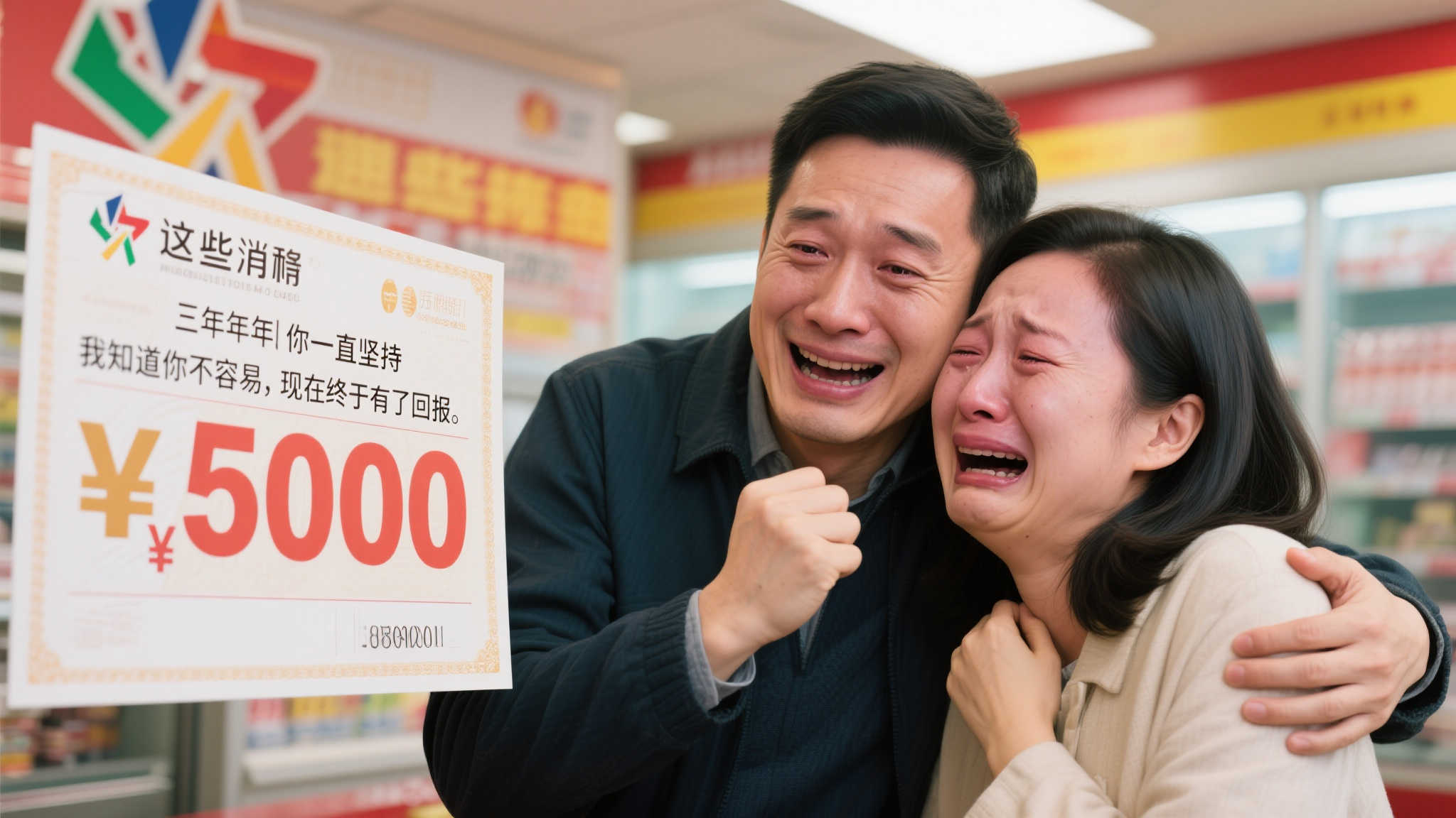 当男子确认自己中得500万元大奖时，他第