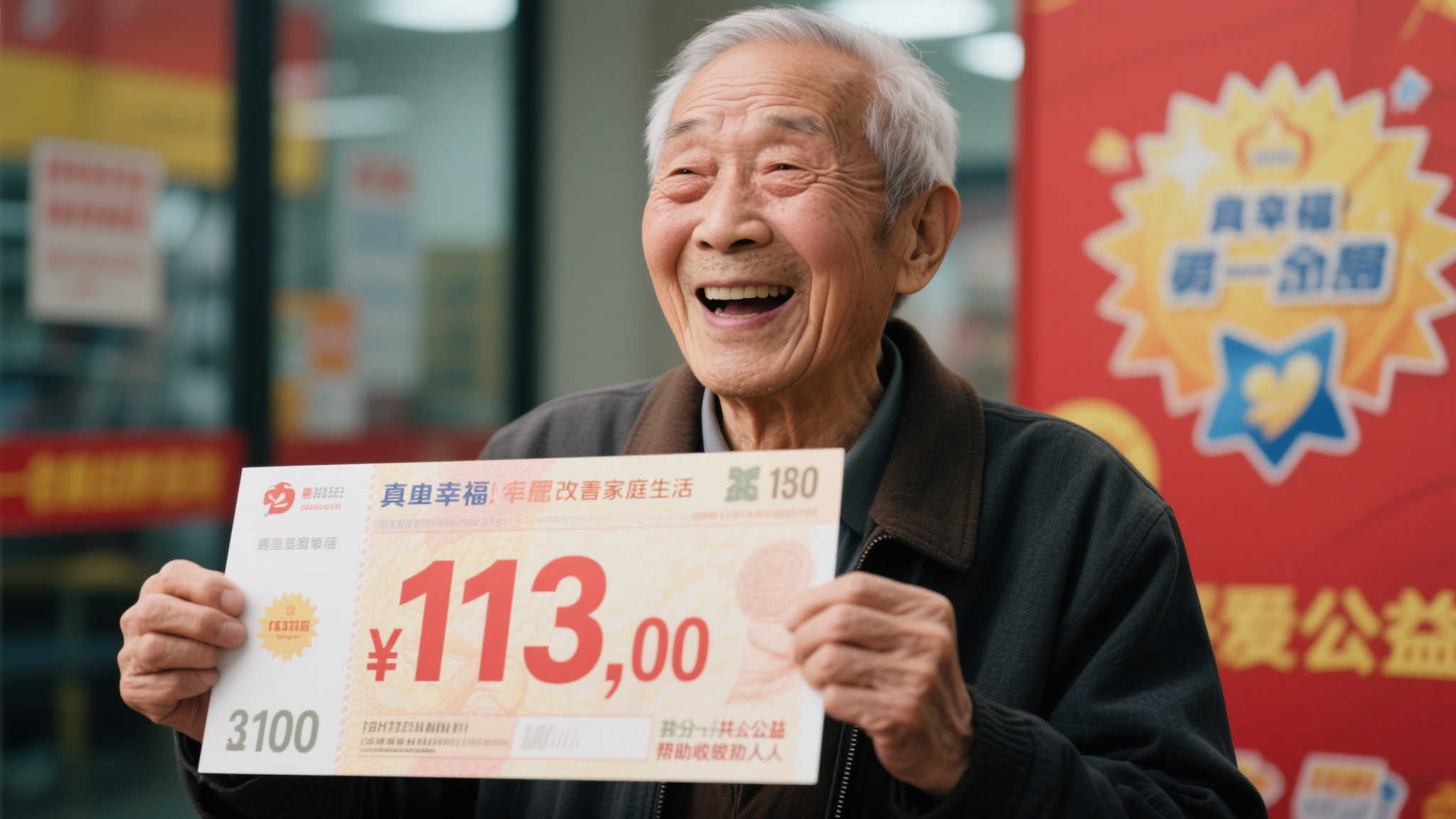 得知自己中得113万大奖后，这位老人的反