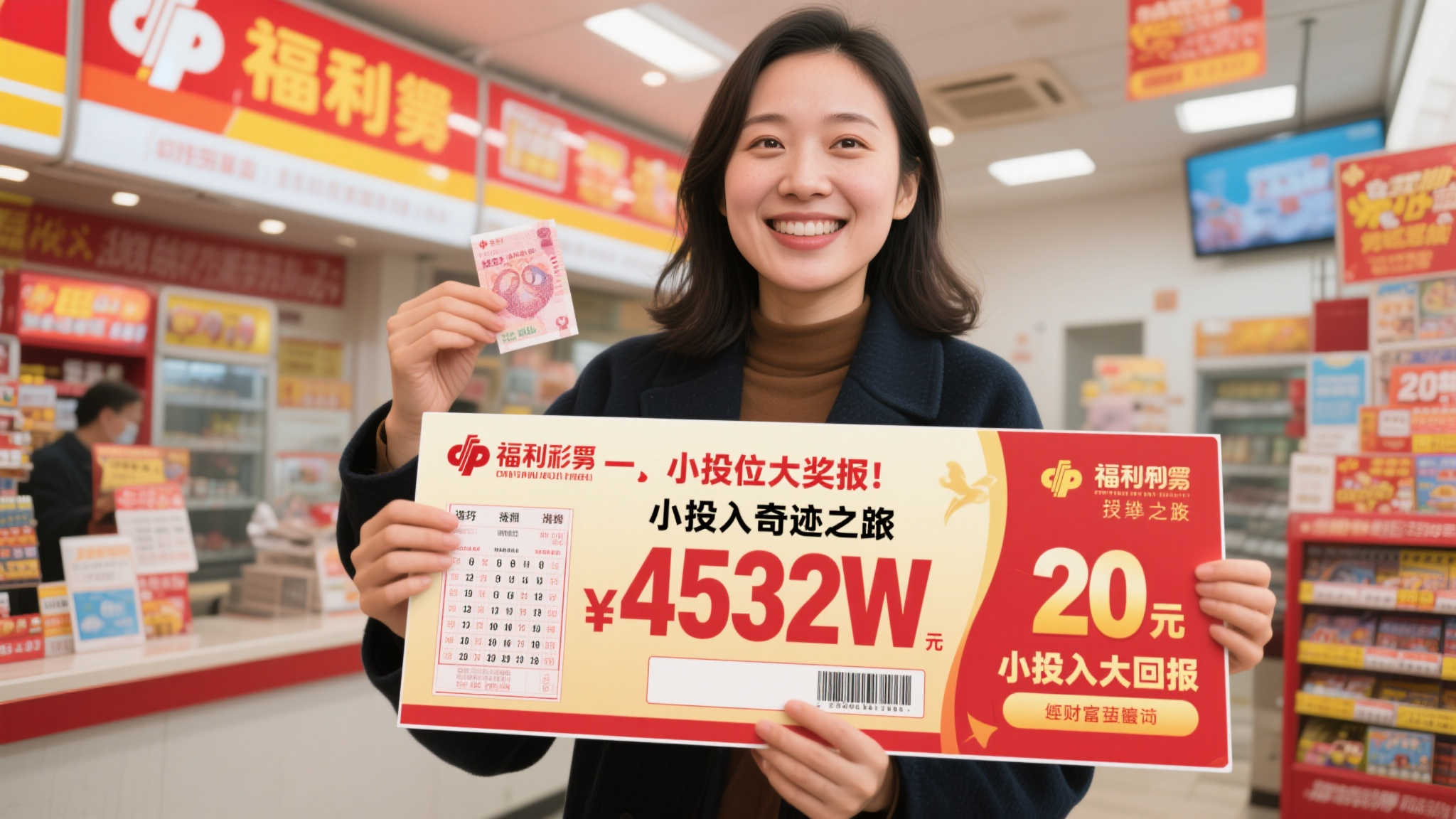女彩民20元自选号码击中福彩4532万，双十一购物车随便清！